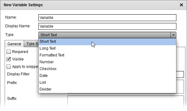 Apogee StoreFront 1.1 online editor variable types