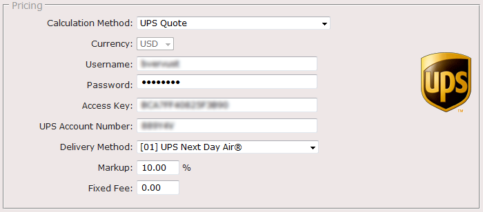 Calculate the shipping cost for web-to-print orders shipped with UPS
