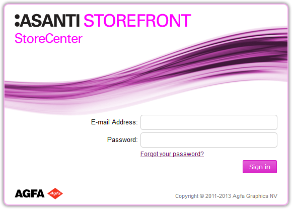 Asanti StoreFront login window
