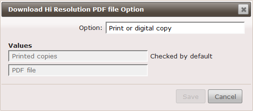 PDF download options for print products