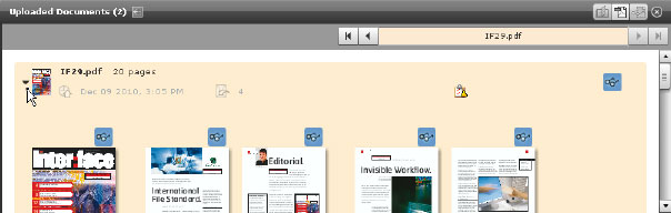 Display the thumbnail of each page in the PDF