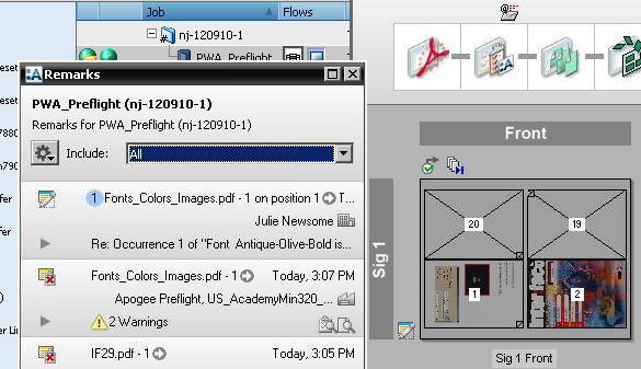 StreamProof Remarks in the Apogee Prepress Client