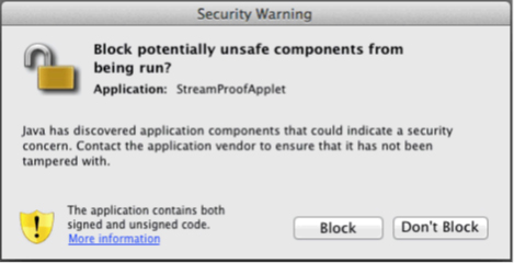 Mac OS X - Block potentially unsafe components from being run? - StreamProofApplet
