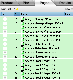 Apogee Prepress Run List with PDFs