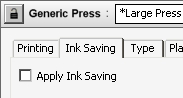 Apply Ink Saving parameter disabled