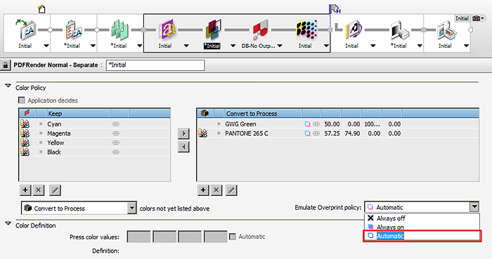 Recommended settings in Apogee Prepress for GWG output suite