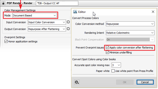 Recommended settings Apogee Prepress Render TP