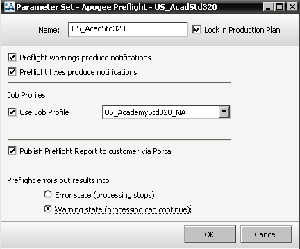 Apogee Preflight Parameter Set